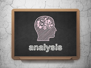 Image showing Advertising concept: Head With Finance Symbol and Analysis