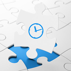 Image showing Time concept: Clock on puzzle background