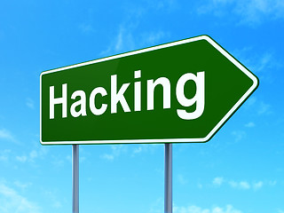 Image showing Security concept: Hacking on road sign background