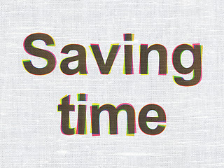 Image showing Timeline concept: Saving Time on fabric texture background