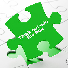 Image showing Education concept: Think outside The box on puzzle background