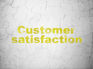 Image showing Advertising concept: Customer Satisfaction on wall background