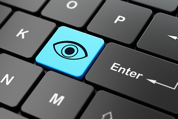 Image showing Privacy concept: Eye on computer keyboard background