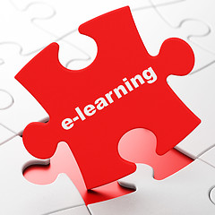 Image showing Education concept: E-learning on puzzle background