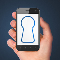 Image showing Information concept: Keyhole on smartphone