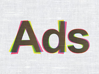 Image showing Marketing concept: Ads on fabric texture background