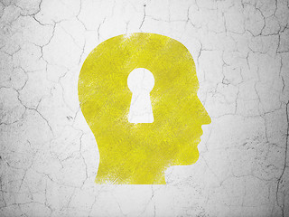 Image showing Data concept: Head With Keyhole on wall background