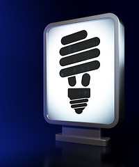Image showing Business concept: Energy Saving Lamp on billboard background