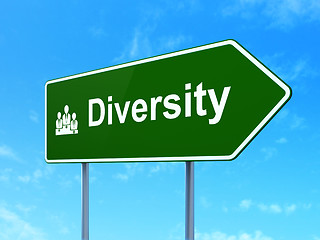 Image showing Finance concept: Diversity and Business Team on road sign