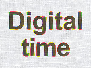 Image showing Digital Time on fabric texture background