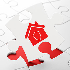 Image showing Security concept: Home on puzzle background