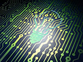 Image showing Finance concept: circuit board with Light Bulb