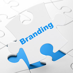 Image showing Marketing concept: Branding on puzzle background