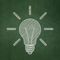 Image showing Finance concept: Light Bulb on chalkboard background