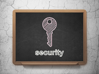 Image showing Protection concept: Key and Security on chalkboard background