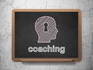 Image showing Education concept: Head With Keyhole Coaching on chalkboard