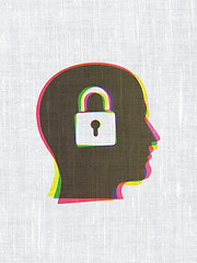 Image showing Business concept: Head With Padlock on fabric texture background