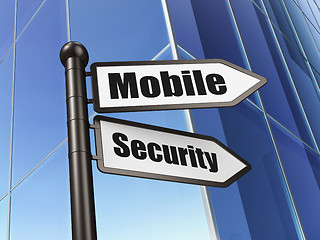 Image showing Protection concept: sign Mobile Security on Building background