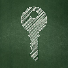 Image showing Safety concept: Key on chalkboard background