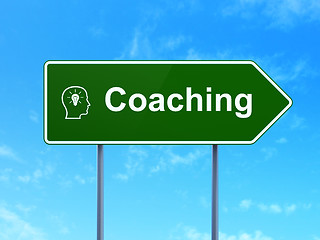 Image showing Education concept: Coaching and Head With Lightbulb on sign