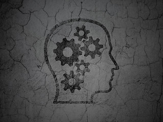 Image showing Finance concept: Head With Gears on grunge wall background