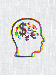 Image showing Business concept: Head With Finance Symbol on fabric texture