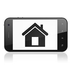 Image showing Protection concept: Home on smartphone