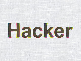 Image showing Safety concept: Hacker on fabric texture background