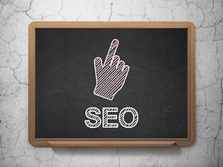Image showing Web development concept: Mouse Cursor and SEO on chalkboard
