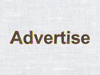 Image showing Advertising concept: Advertise on fabric texture background
