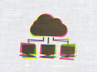 Image showing computing concept: Cloud Network on fabric background