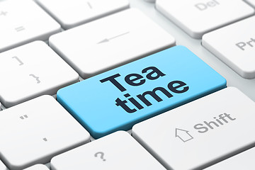 Image showing Tea Time on computer keyboard background
