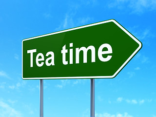 Image showing Time concept: Tea Time on road sign background