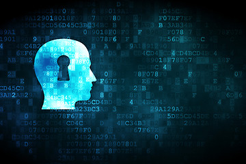 Image showing Education concept: Head With Keyhole on digital background