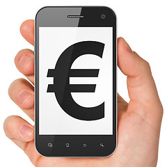 Image showing Currency concept: Euro on smartphone