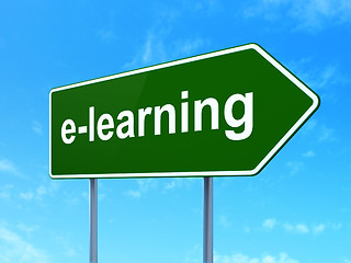 Image showing Education concept: E-learning on road sign background