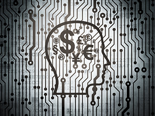 Image showing Finance concept: circuit board with Head With Finance Symbol