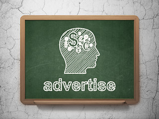 Image showing Marketing concept: Head With Finance Symbol and Advertise