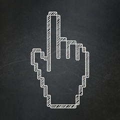 Image showing Advertising concept: Mouse Cursor on chalkboard background