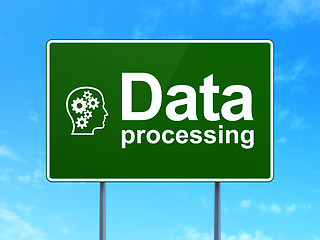 Image showing Data Processing and Head With Gears on sign
