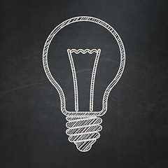 Image showing Business concept: Light Bulb on chalkboard background