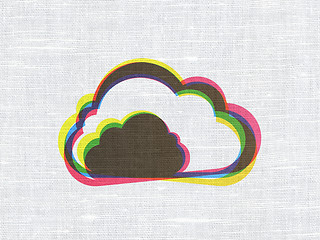 Image showing Cloud networking concept: Cloud on fabric texture background