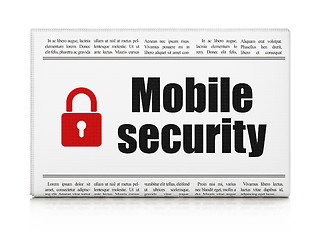 Image showing Safety news concept: newspaper with Mobile Security and Padlock