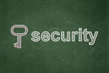 Image showing Protection concept: Key and Security on chalkboard background