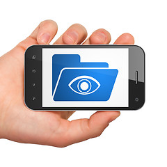 Image showing Business concept: Folder With Eye on smartphone