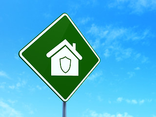 Image showing Privacy concept: Home on road sign background