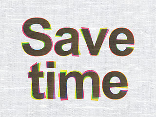 Image showing Timeline concept: Save Time on fabric texture background