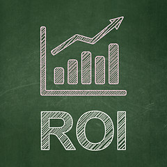 Image showing Finance concept: Growth Graph and ROI on chalkboard background