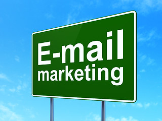 Image showing Marketing concept: E-mail Marketing on road sign background