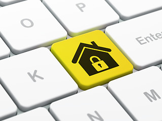 Image showing Security concept: Home on computer keyboard background